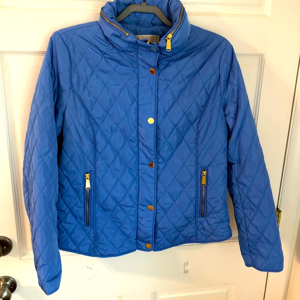Michael Kors Periwinkle Blue Quilted Puffer Coat Jacket L